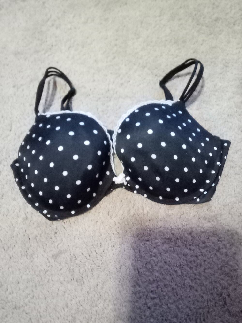 Victorias Secret Very Sexy Push Up Black & White Polka Dot Adustable Bra 36 DD